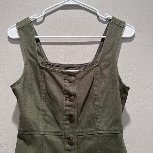 Urban Outfitters Green Overall Mini Dress Sz 2 - Picture 5 of 7